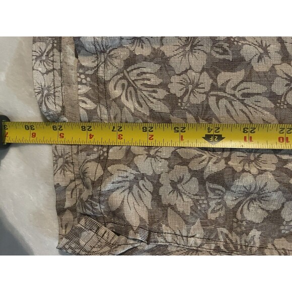 Haggar Shirt Mens XXL Brown 100% Silk Floral Hawaiian Button Up Short Sleeve - Picture 6 of 6